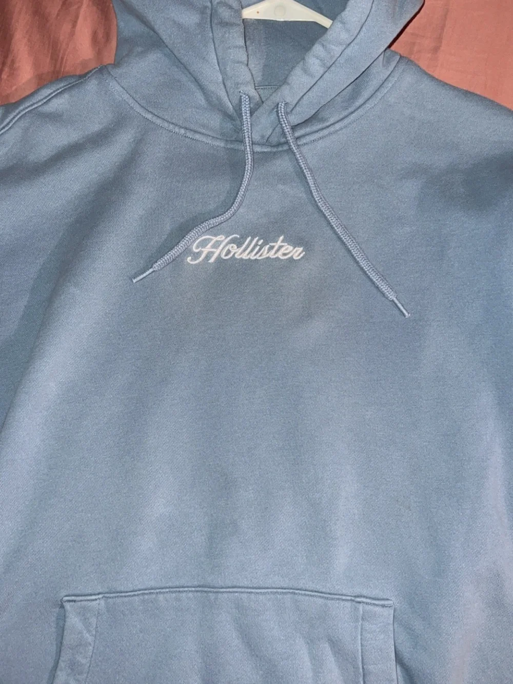 Hollister Light Blue Pullover Hoodie with Script Logo